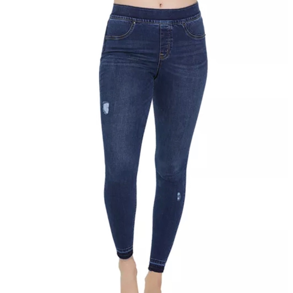Spanx distressed jean leggings